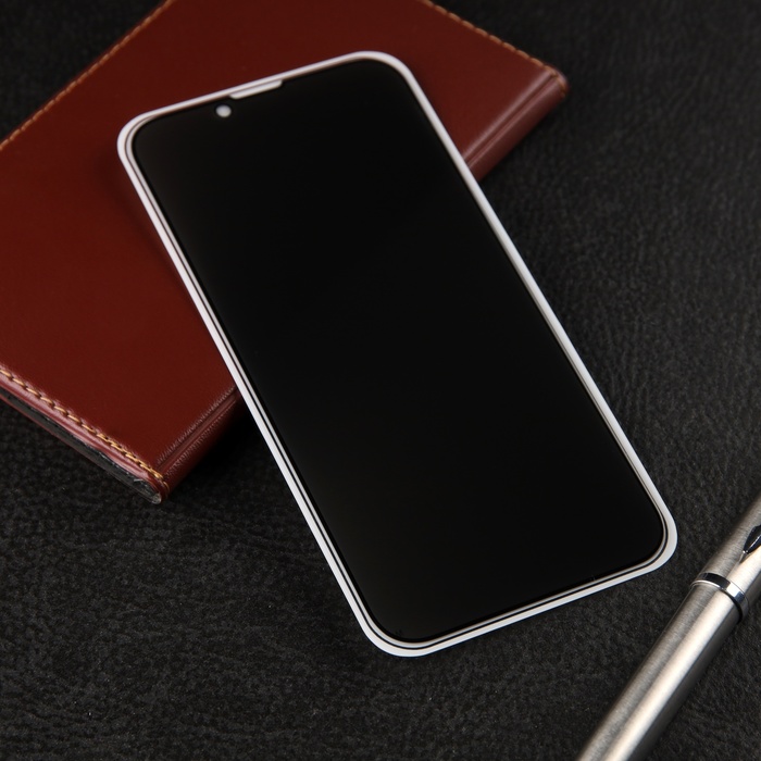 Защитное стекло для iPhone 14, антишпион, 9H, 0.33 мм, чёрная рамка