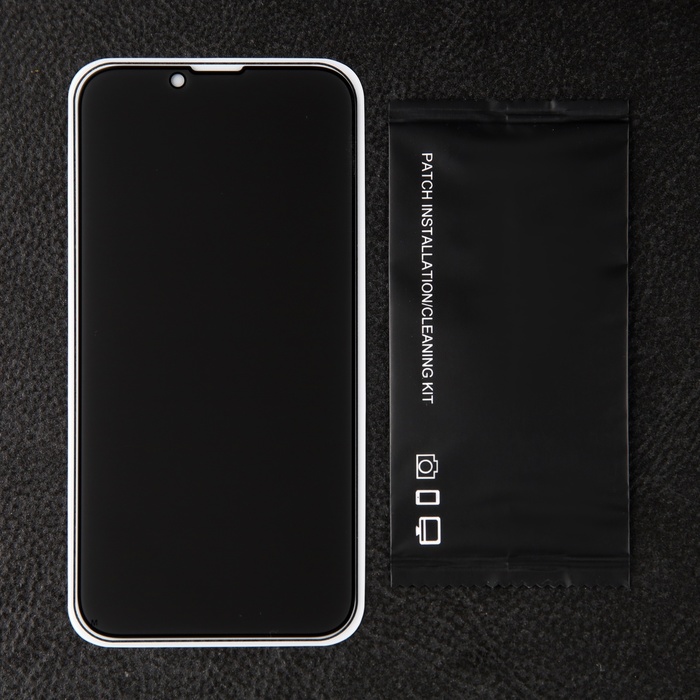 Защитное стекло для iPhone 14, антишпион, 9H, 0.33 мм, чёрная рамка